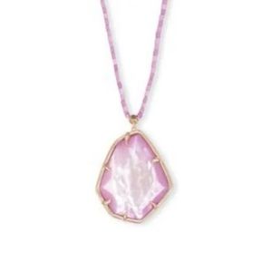 Kendra Scott Beatrix Long Beaded Pendant Necklace Pink Howlite Stone Gold NWT